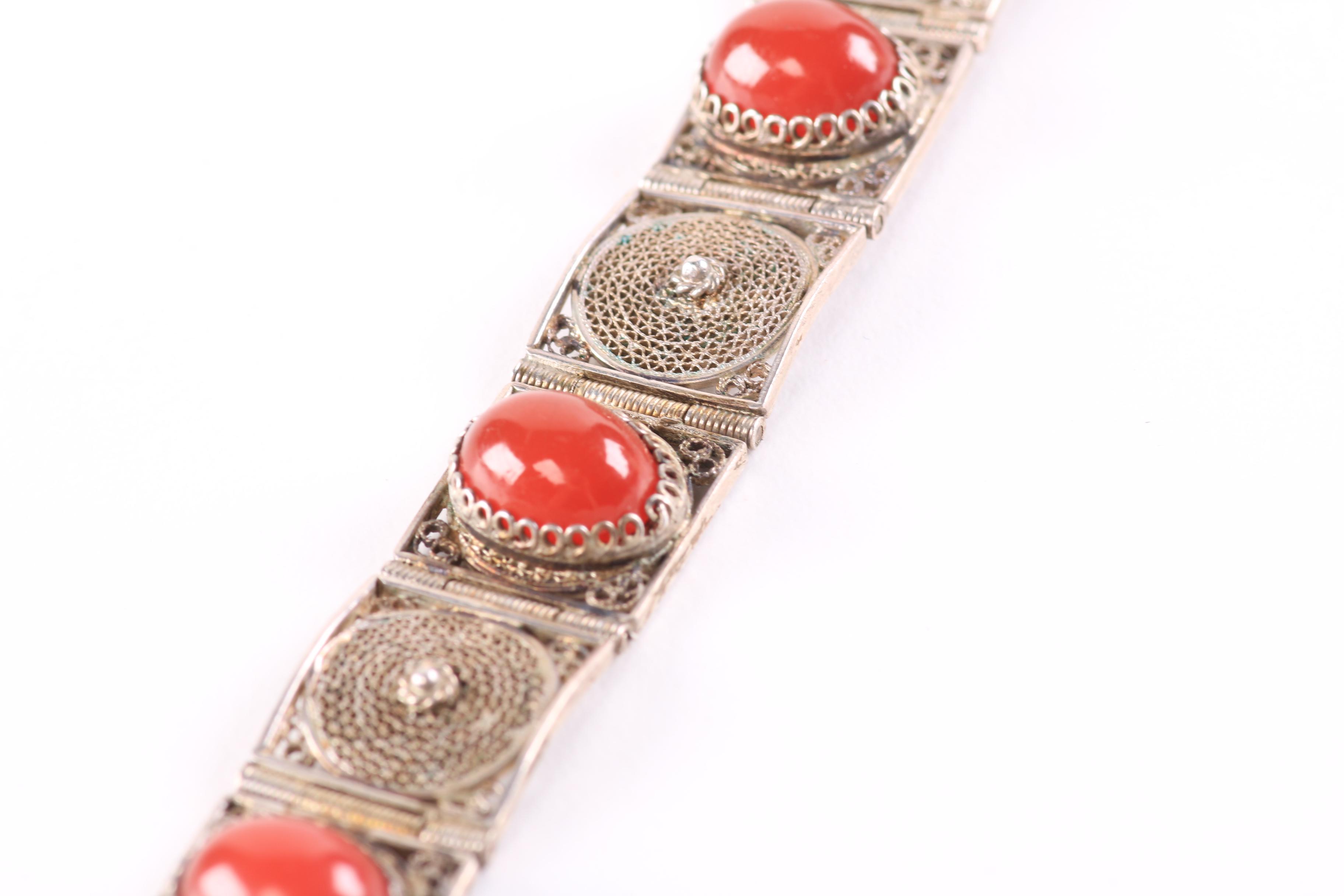 800 Silver Bracelet With Cabochons