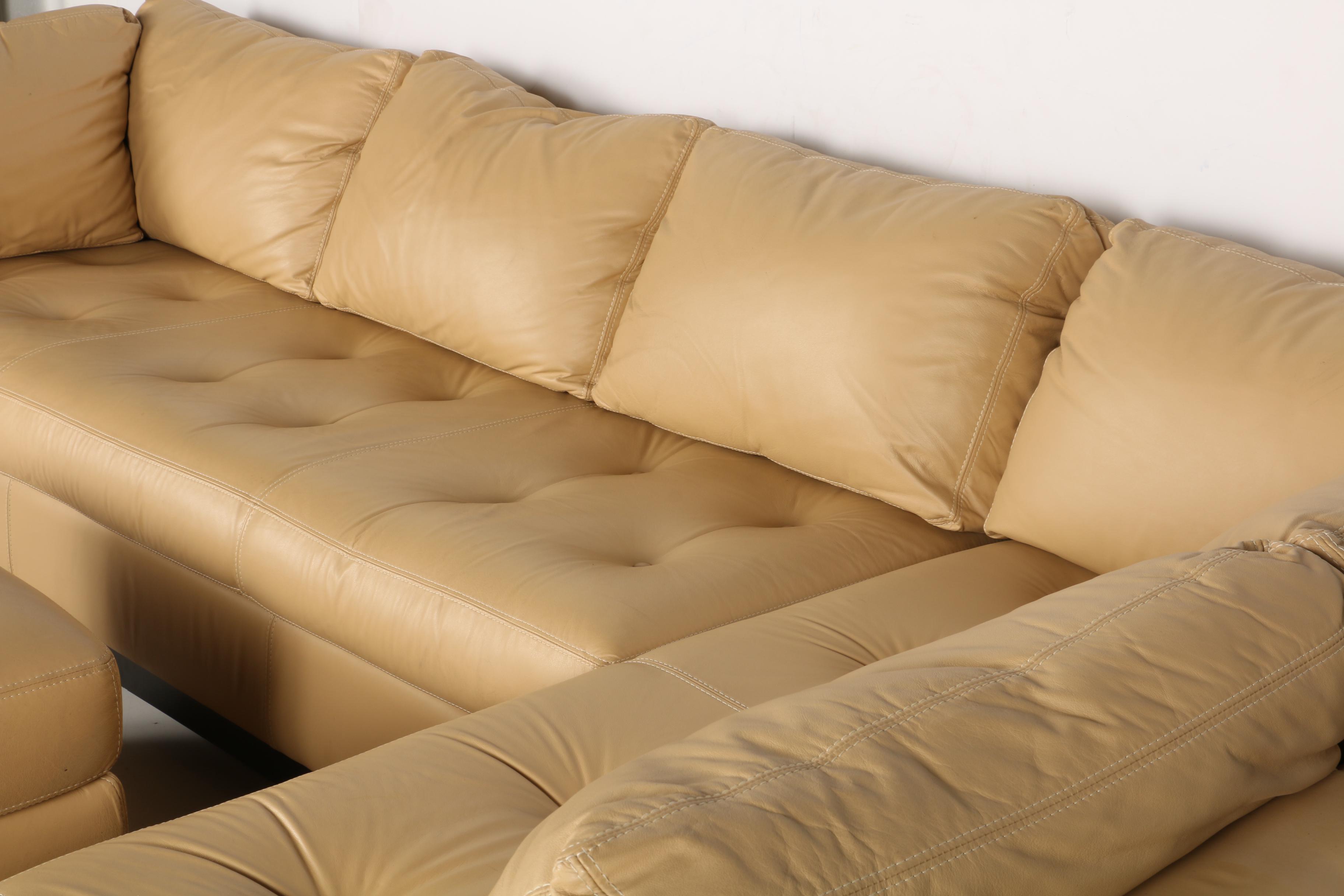 Elite Leather Sectional Sofa and Ottoman