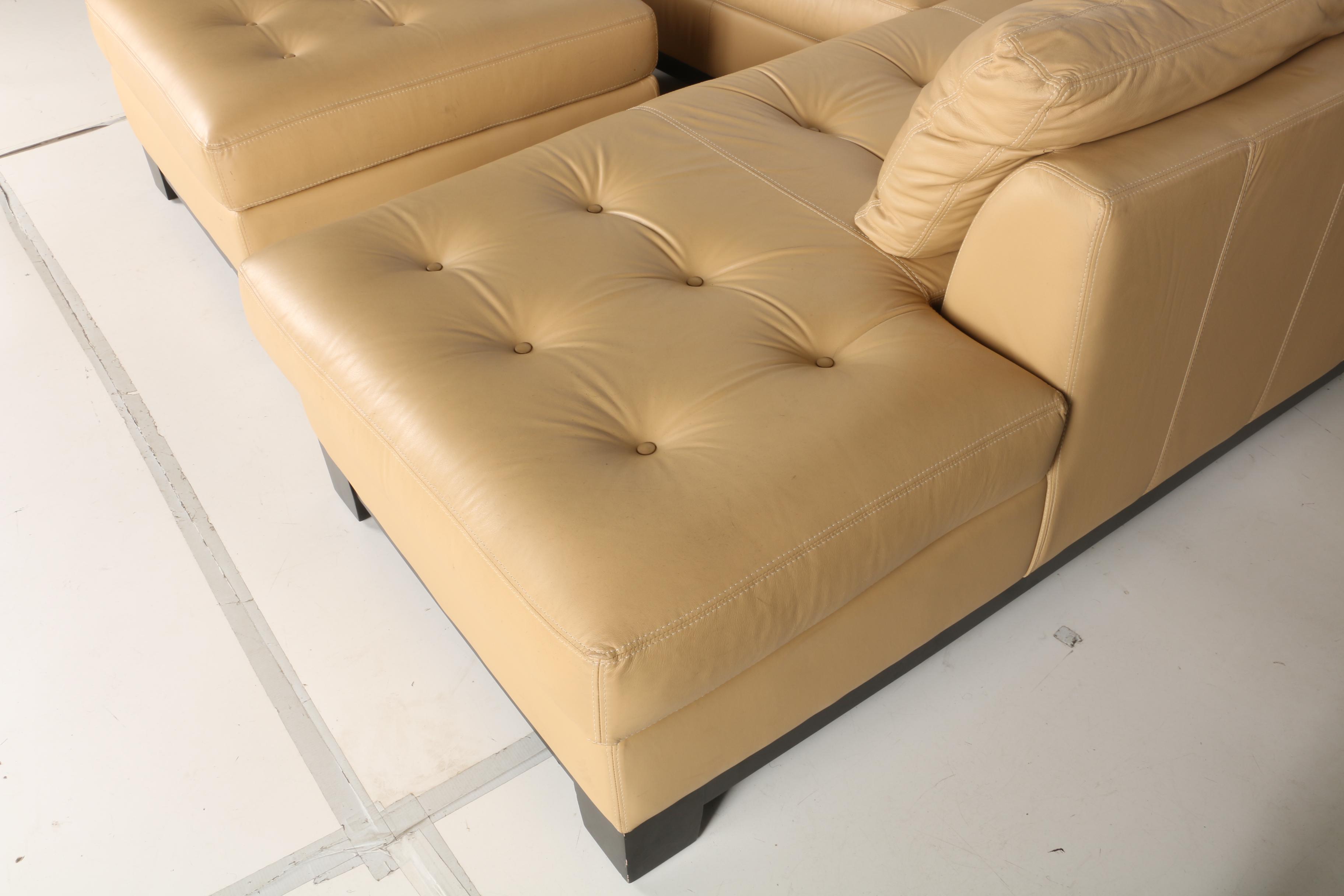 Elite Leather Sectional Sofa and Ottoman