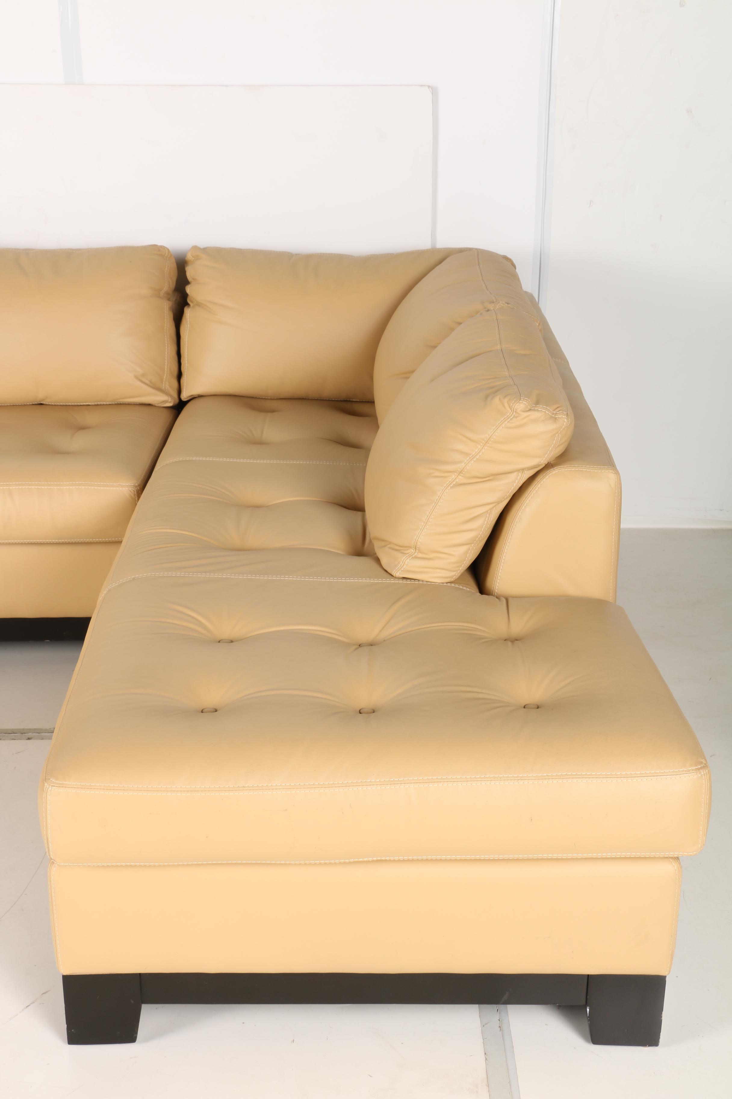 Elite Leather Sectional Sofa and Ottoman