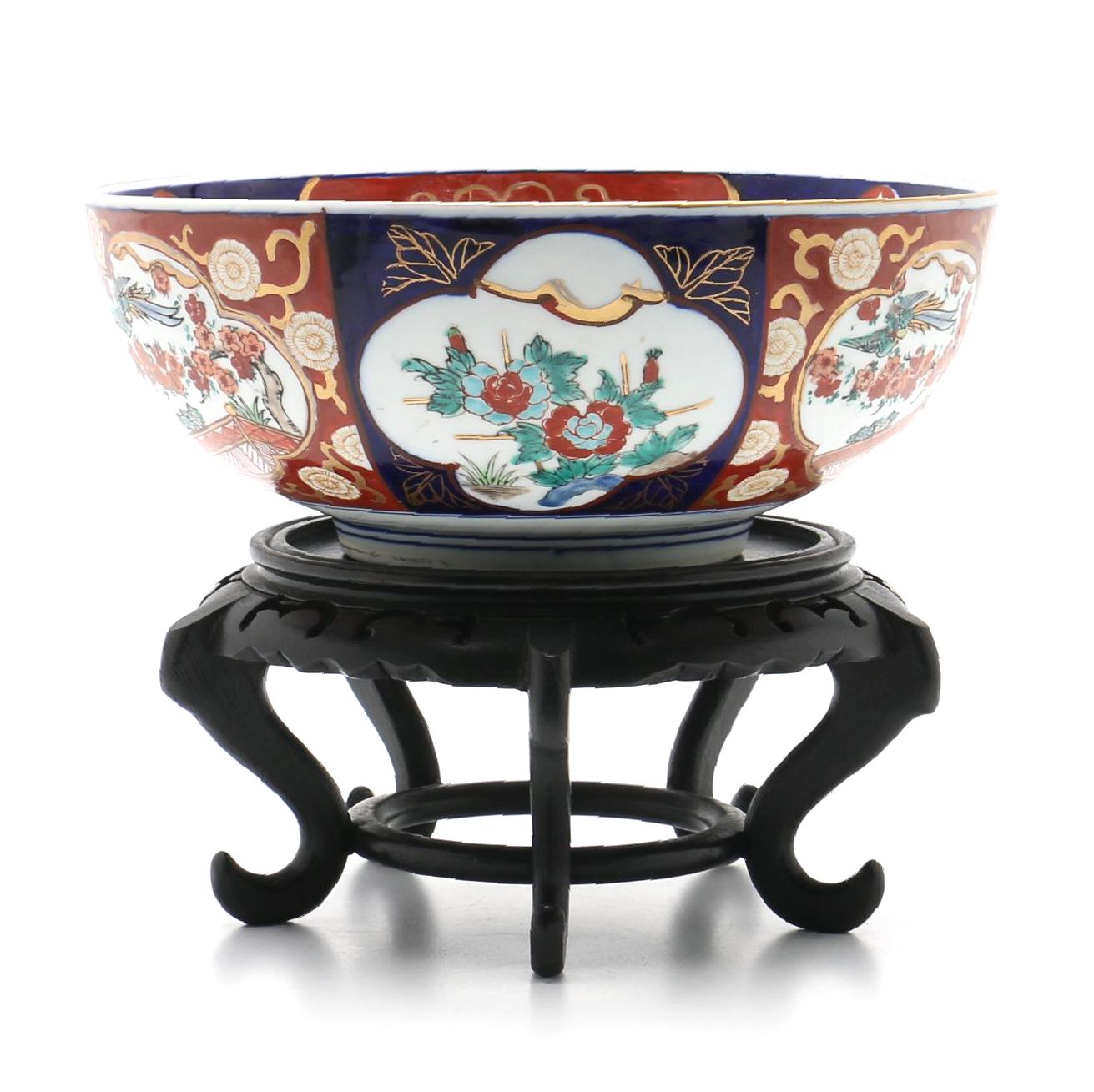 Japanese Imari Bowl on a Wooden Stand
