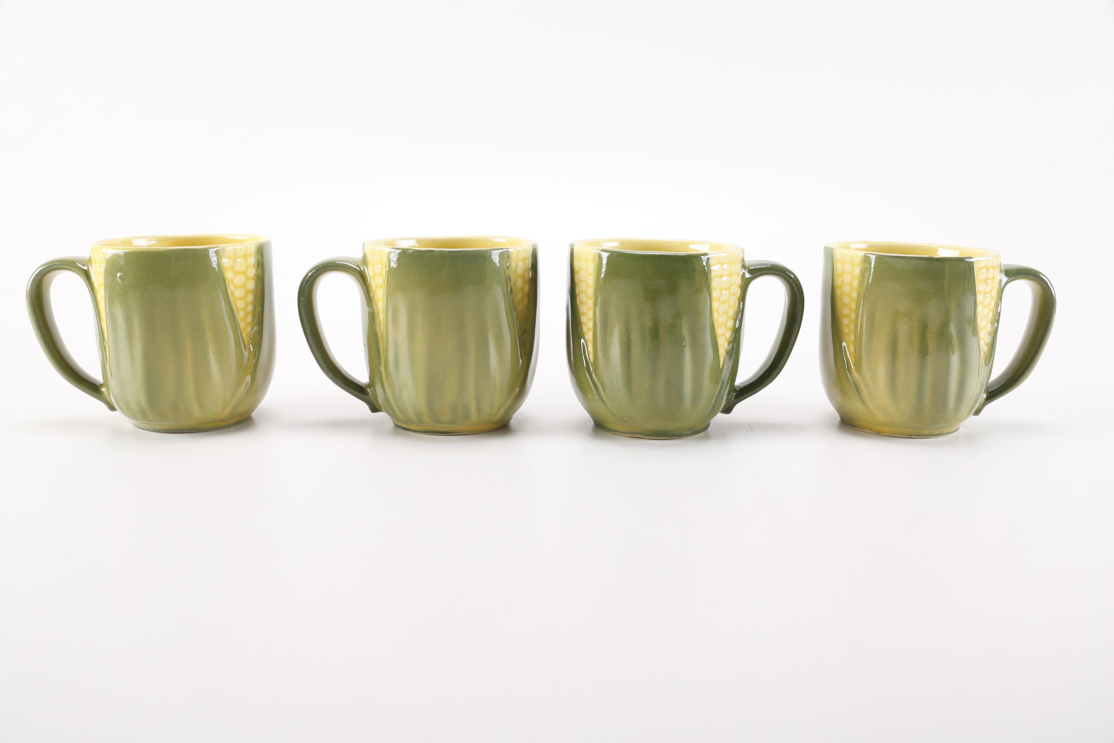 Vintage Shawnee "Corn King" Pottery Teapot and Mugs