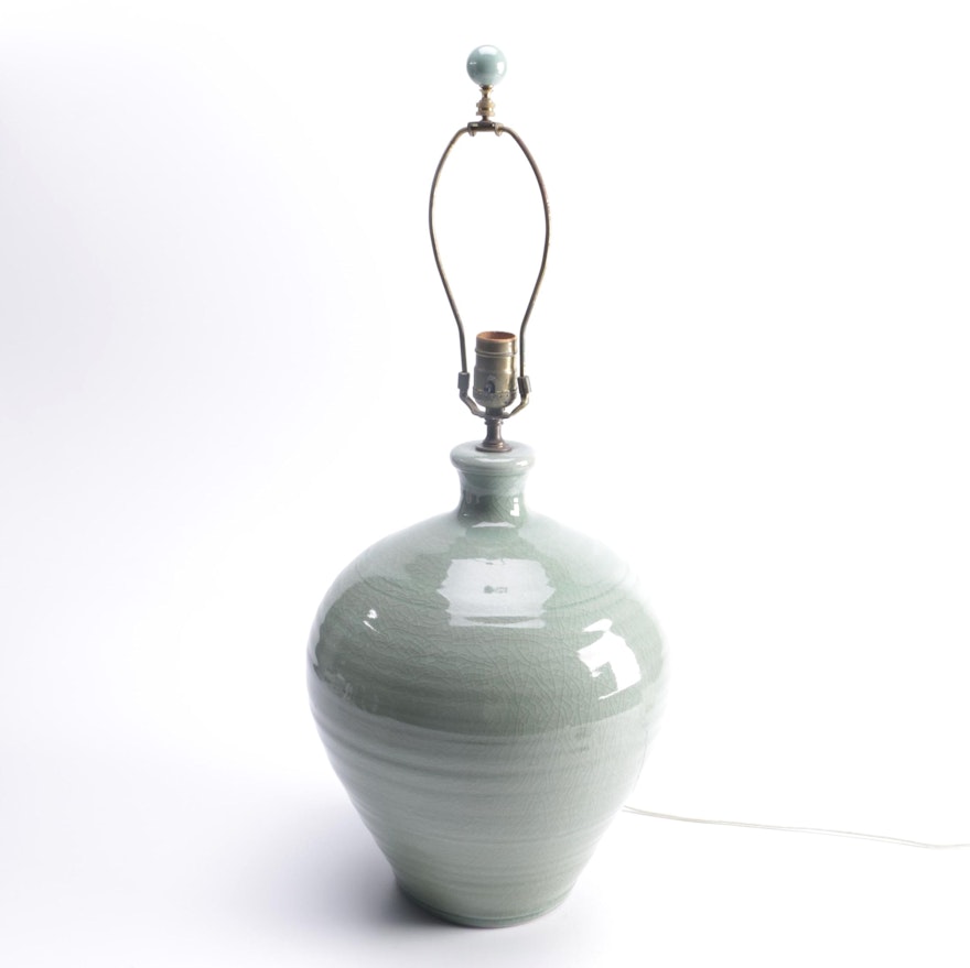 Celadon Art Pottery Table Lamp