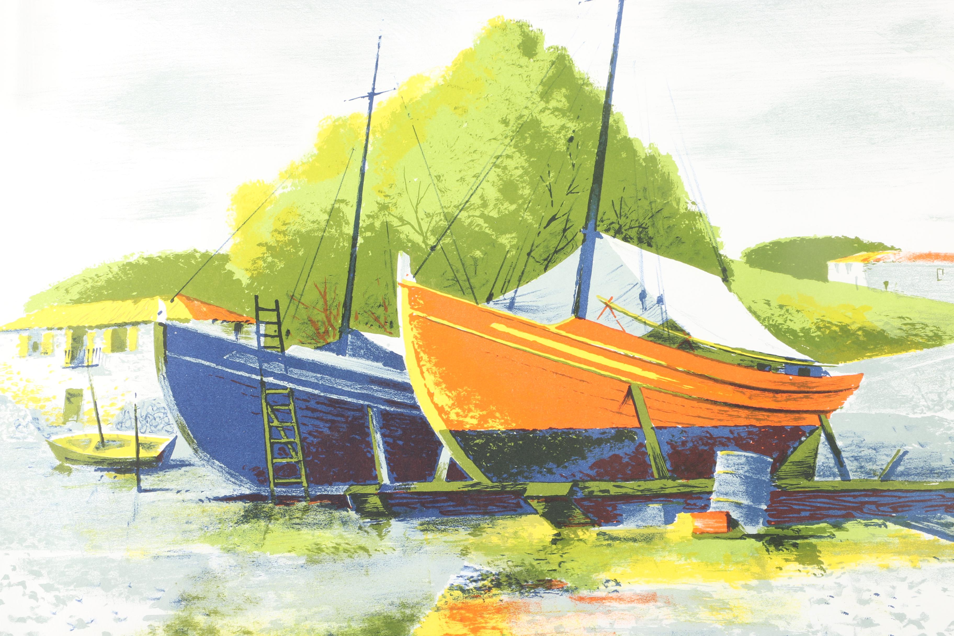 Lansen Limited Edition Serigraph on Paper of a Boat