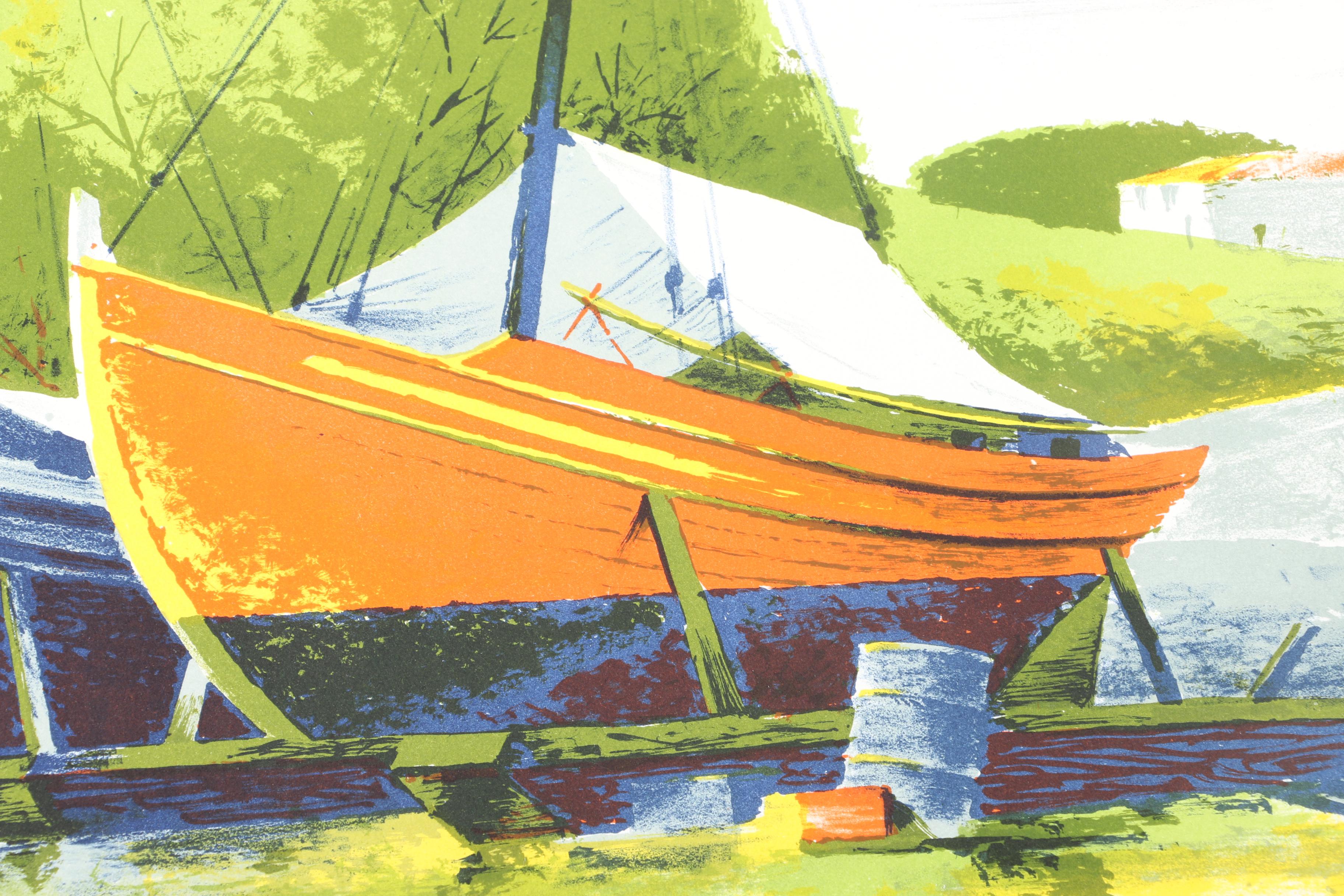 Lansen Limited Edition Serigraph on Paper of a Boat