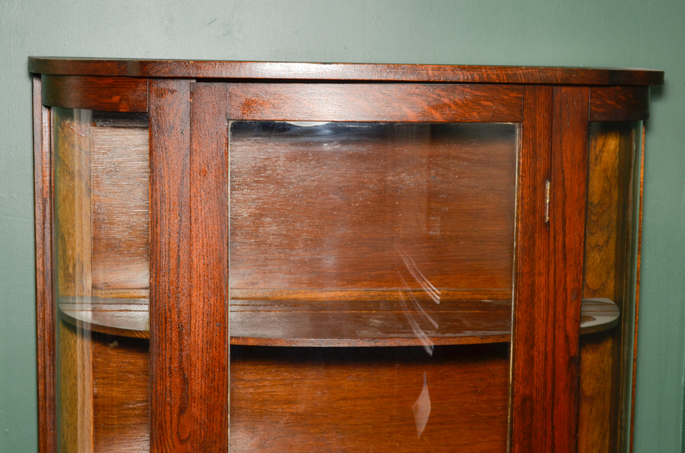 Circa 1900 Empire Revival Oak Curio Cabinet