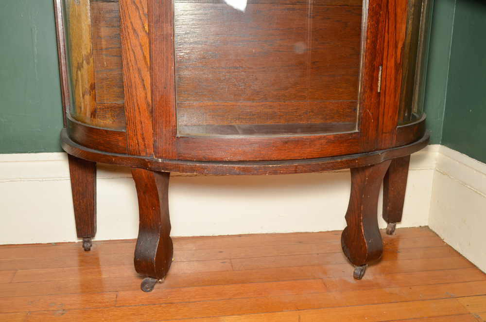 Circa 1900 Empire Revival Oak Curio Cabinet
