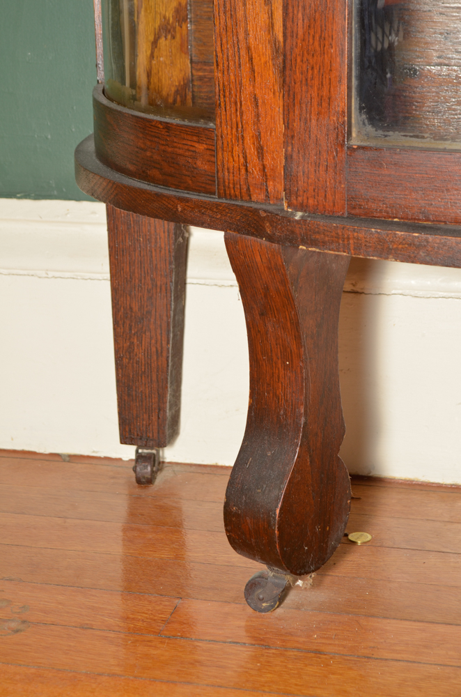Circa 1900 Empire Revival Oak Curio Cabinet