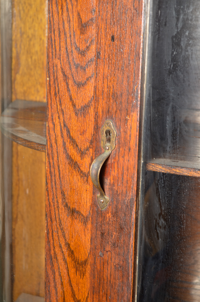 Circa 1900 Empire Revival Oak Curio Cabinet