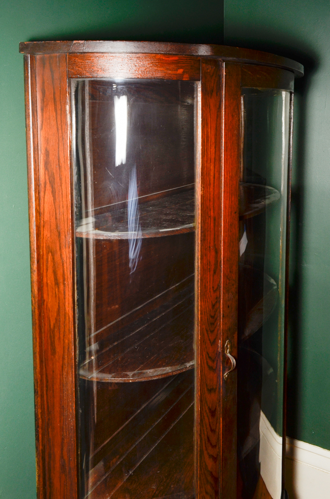 Circa 1900 Empire Revival Oak Curio Cabinet