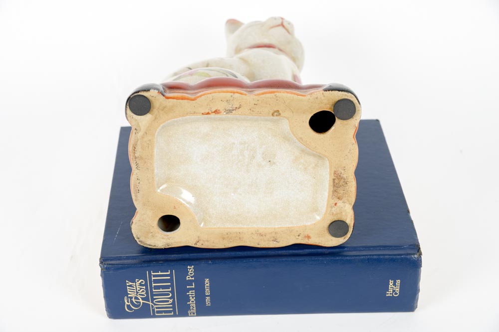 Copy of "Etiquette" by Emily Post with Ceramic Cat Figurine