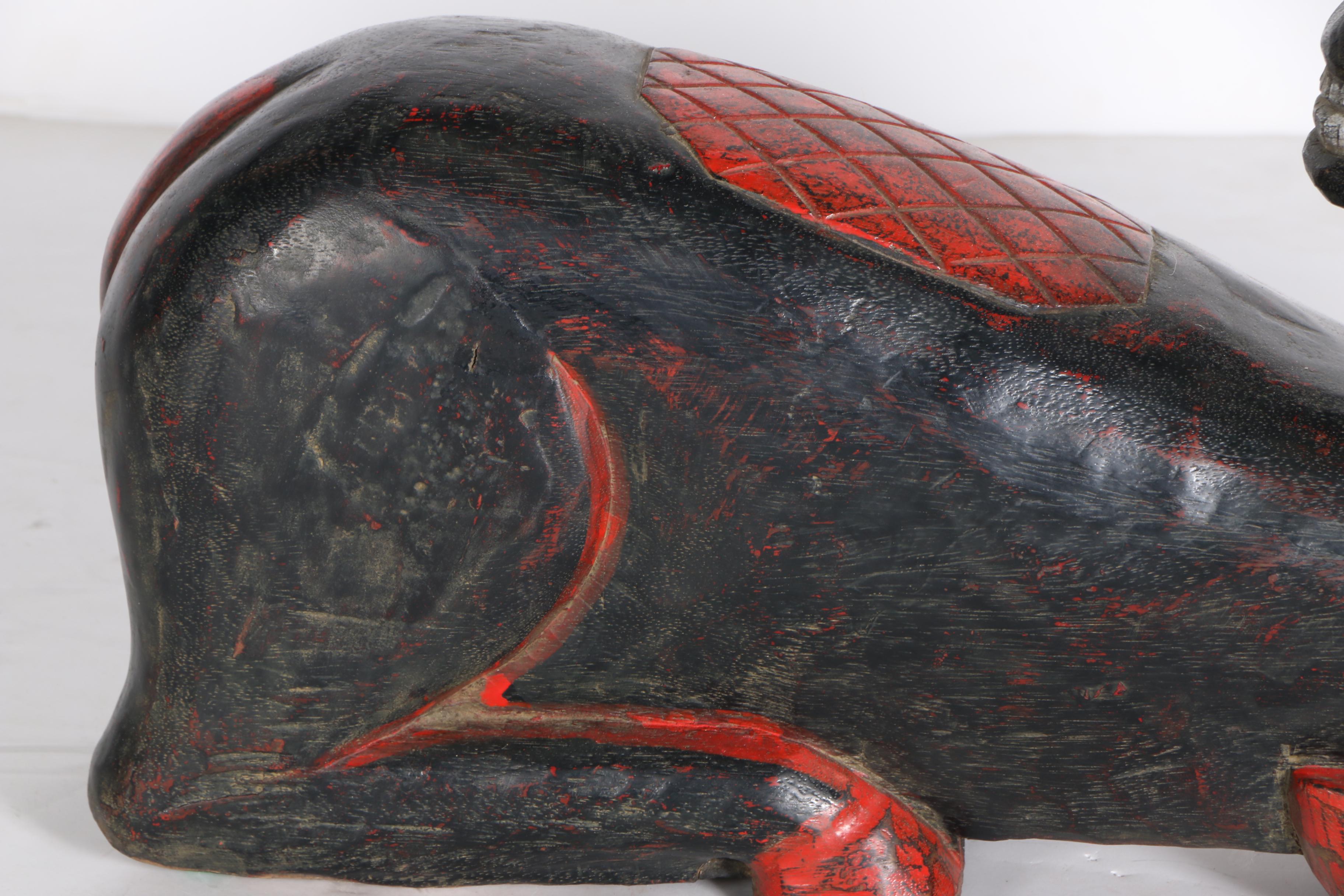 Hand-Painted Carved Wooden Ram