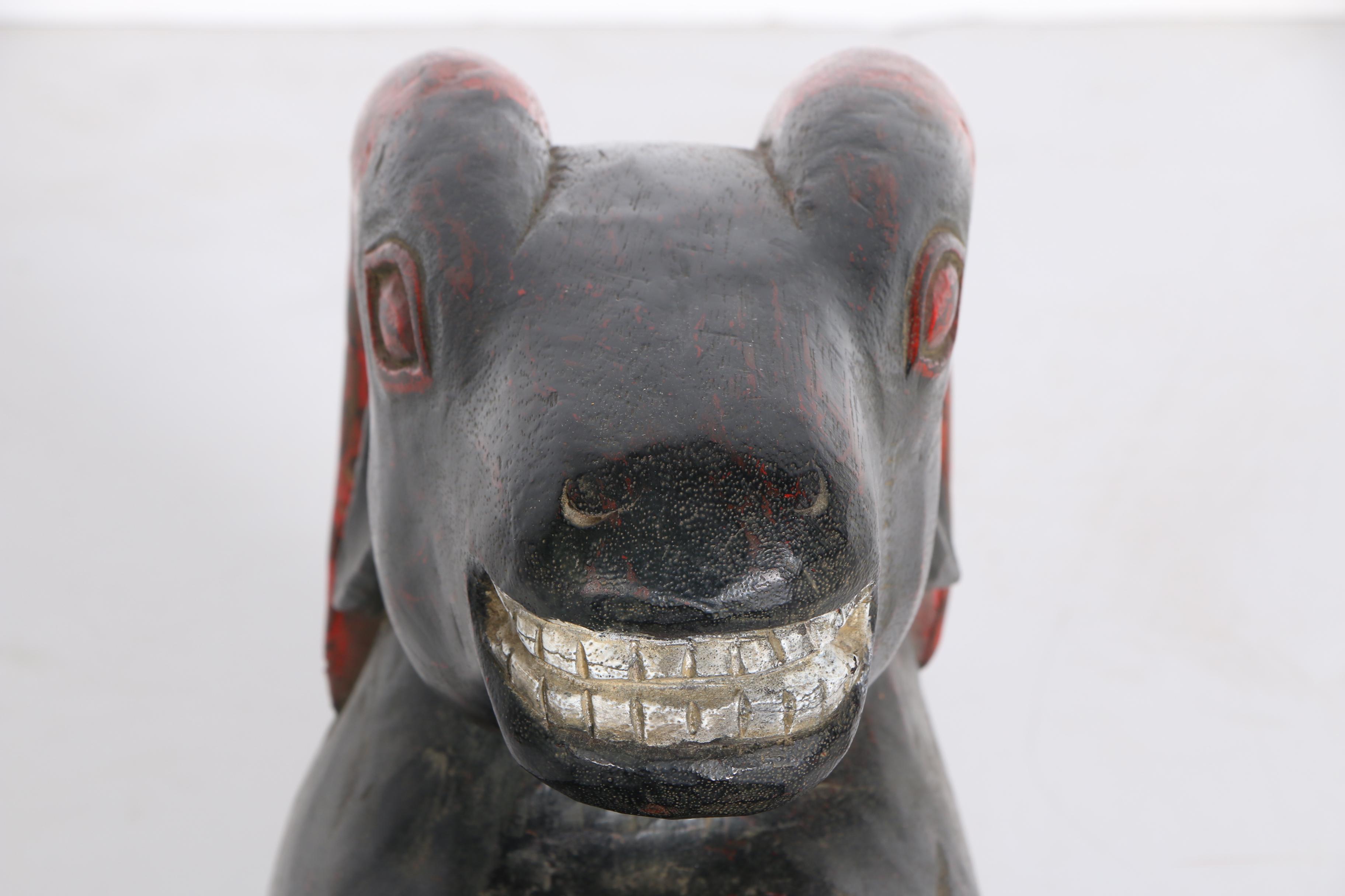 Hand-Painted Carved Wooden Ram