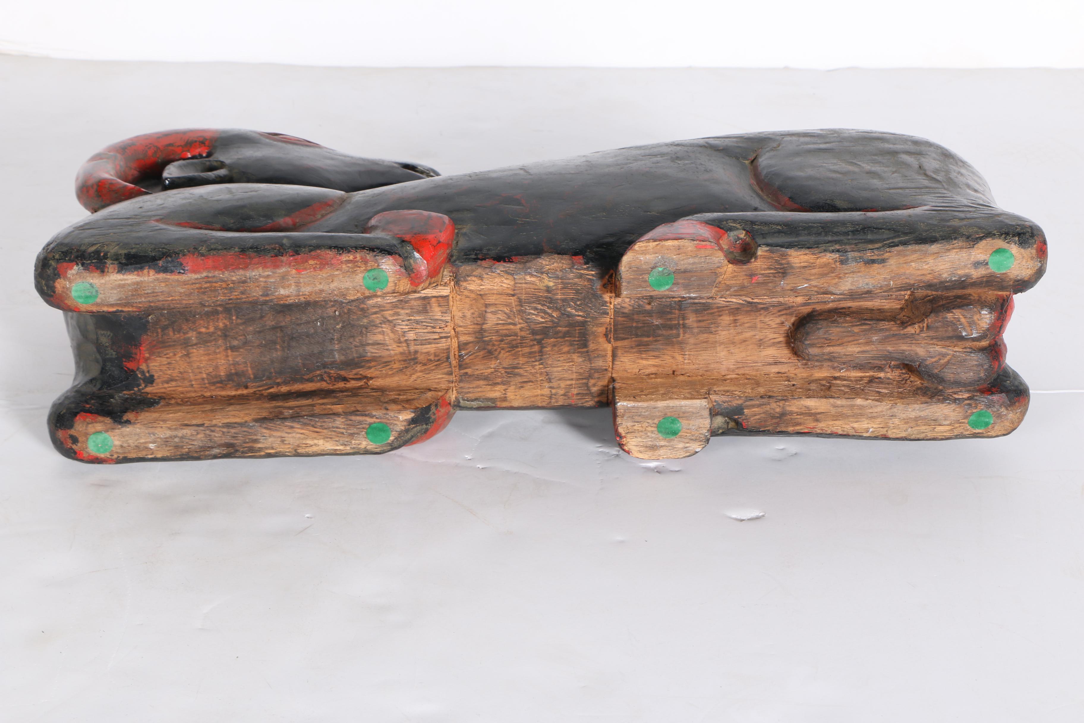 Hand-Painted Carved Wooden Ram