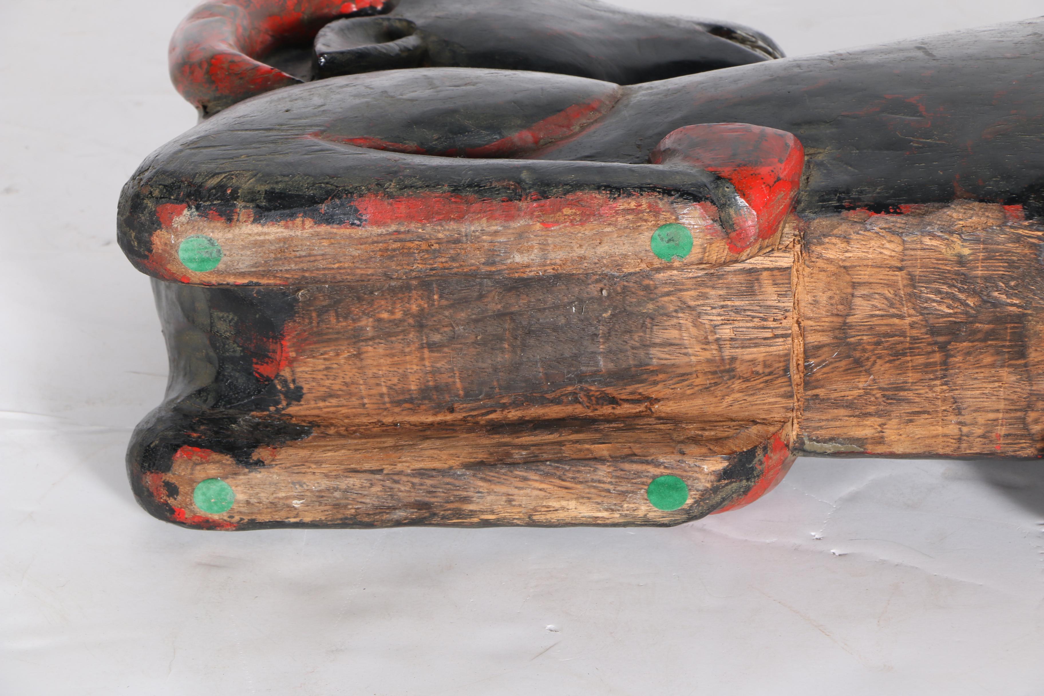 Hand-Painted Carved Wooden Ram