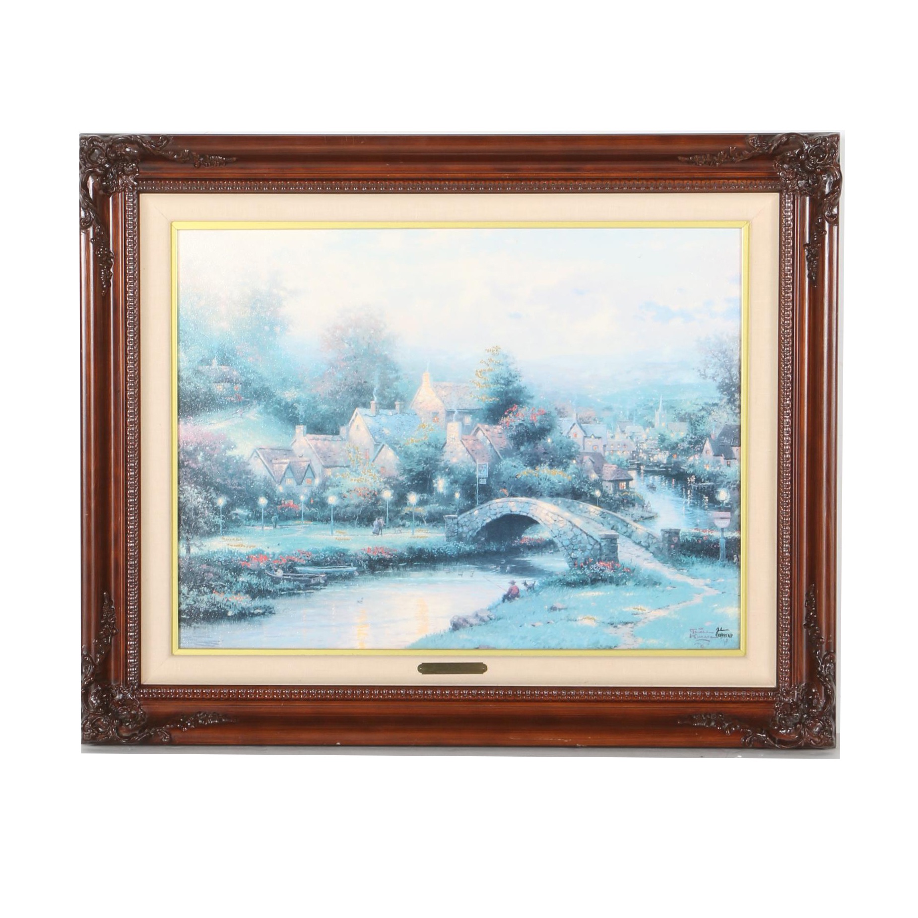 Thomas Kinkade Limited Edition Embellished Offset Lithograph "Lamplight Village"