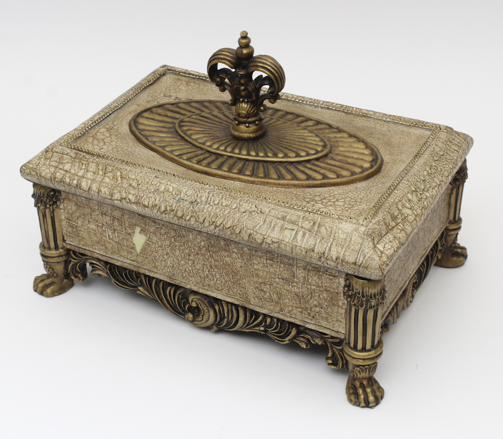 Rococo-Style Faux Alligator Trinket Box