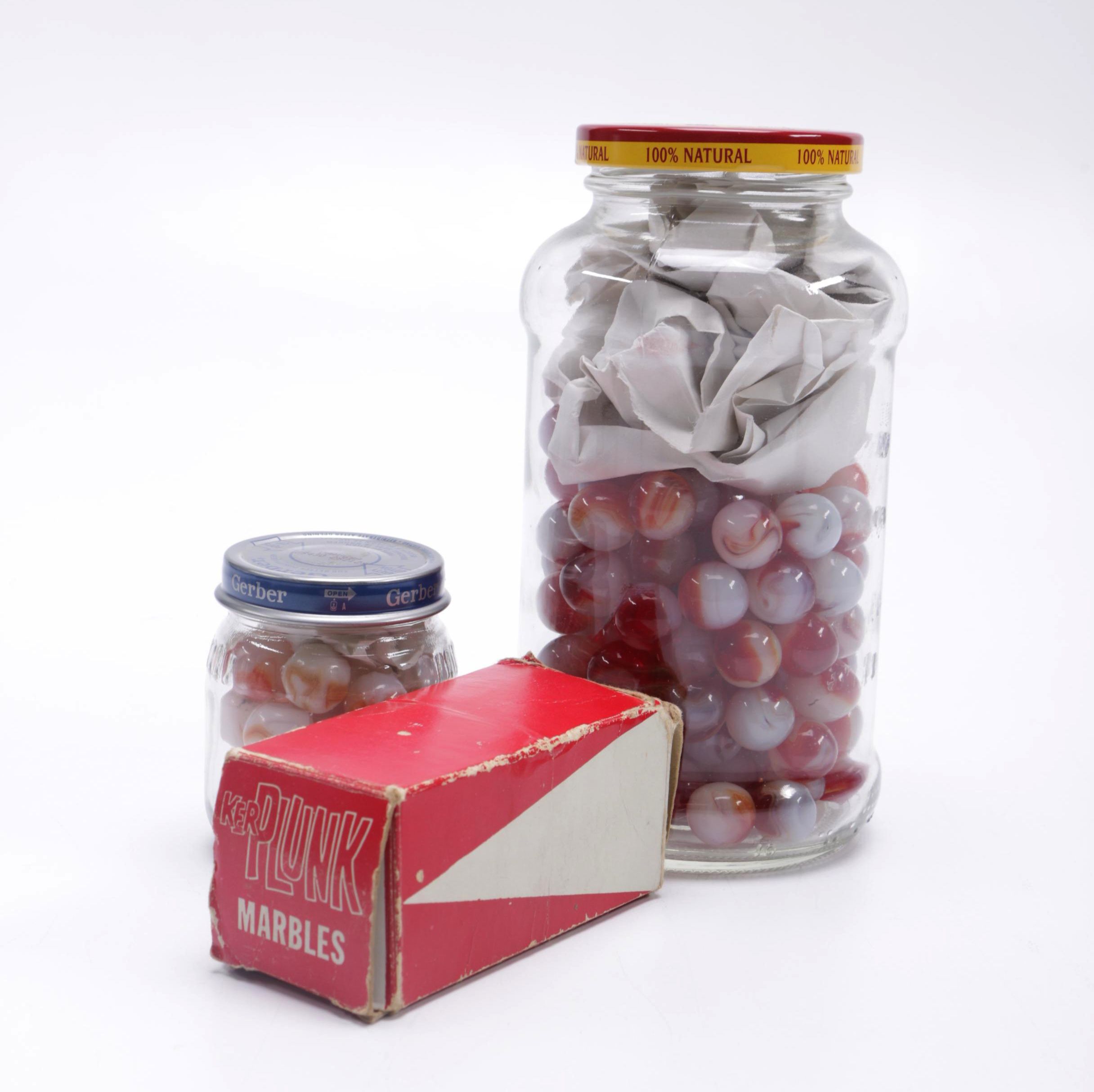 Red and Orange Glass Marbles