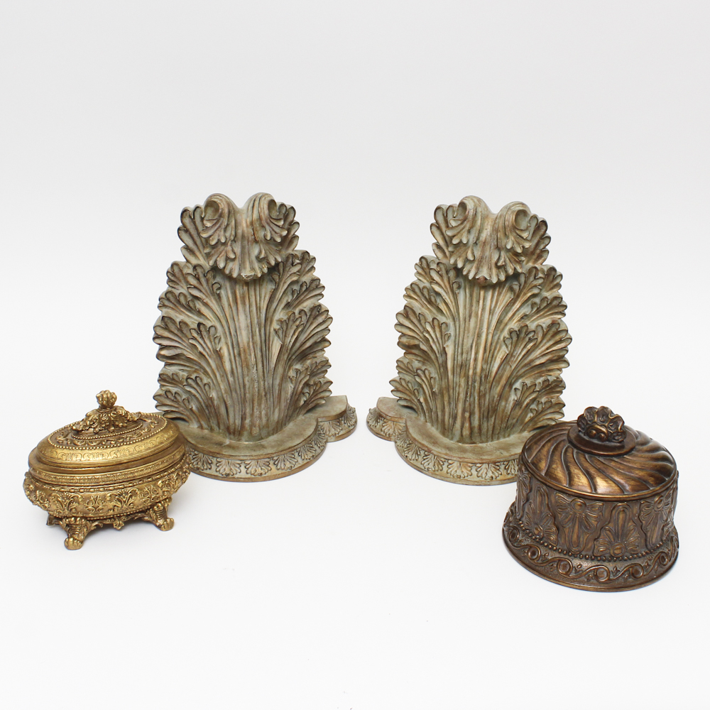 Decorative Corbel Bookends and Trinket Boxes