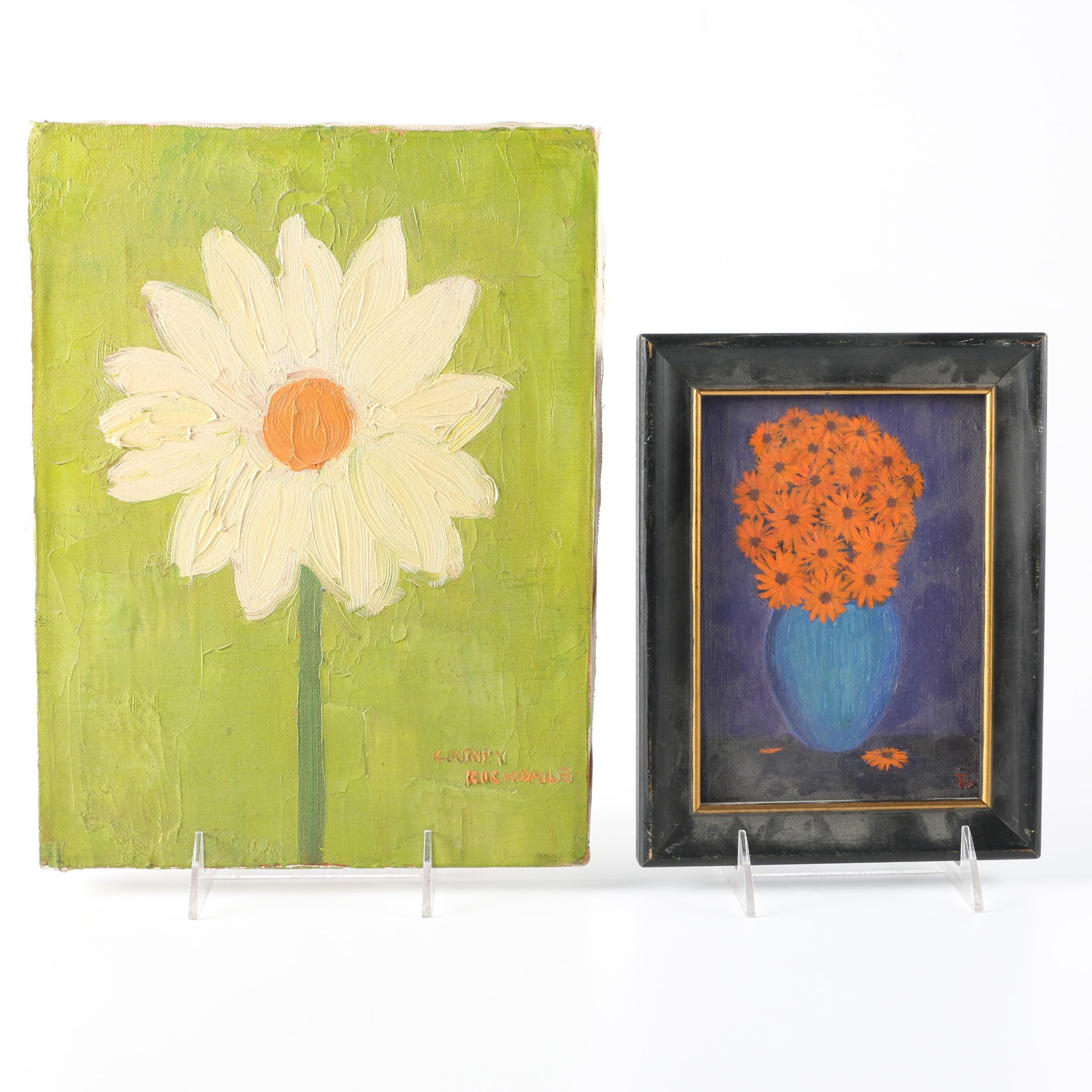 Floral Themed Oil on Canvas Paintings