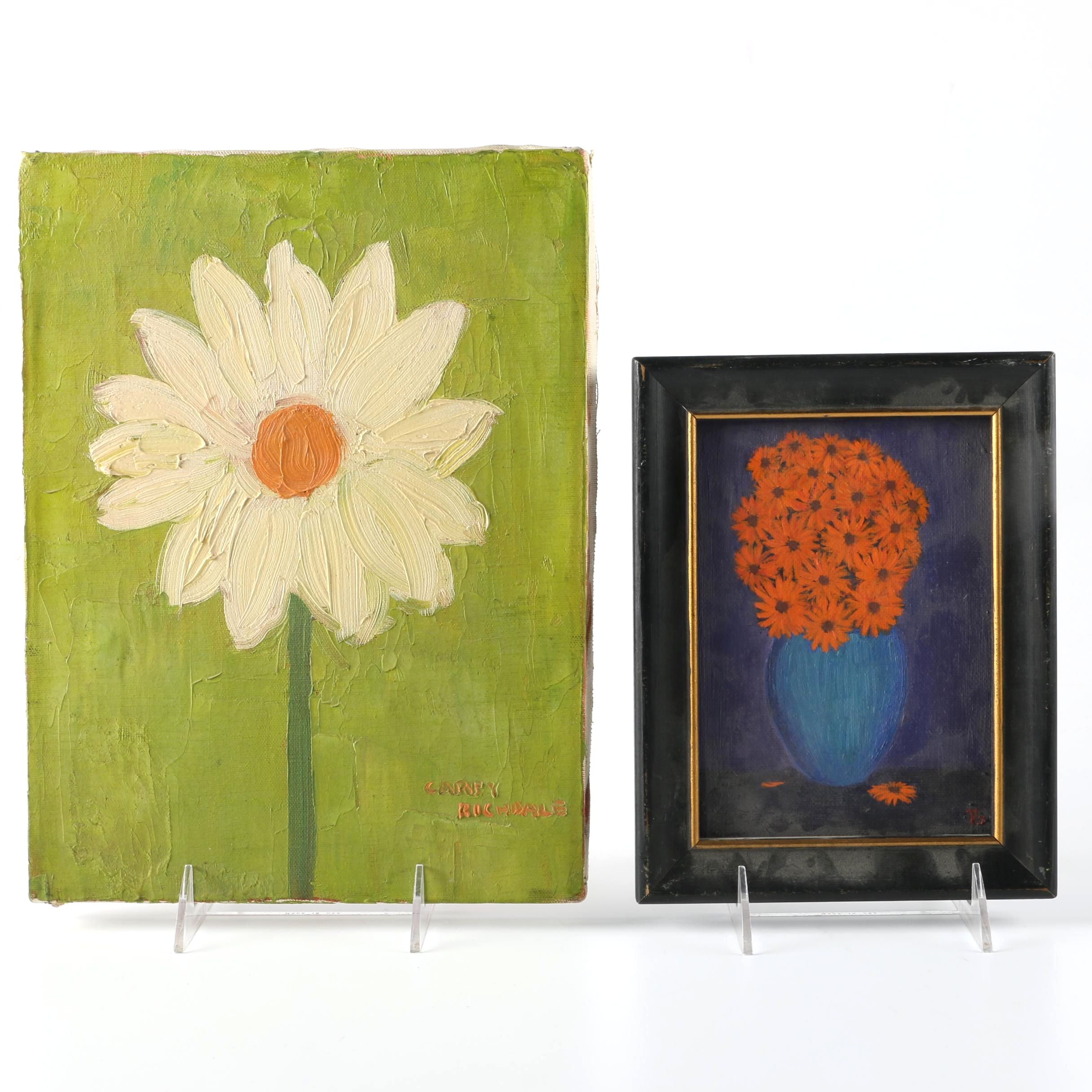 Floral Themed Oil on Canvas Paintings