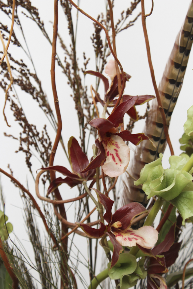 Pair of Decorative Urns With Silk Floral Arrangements