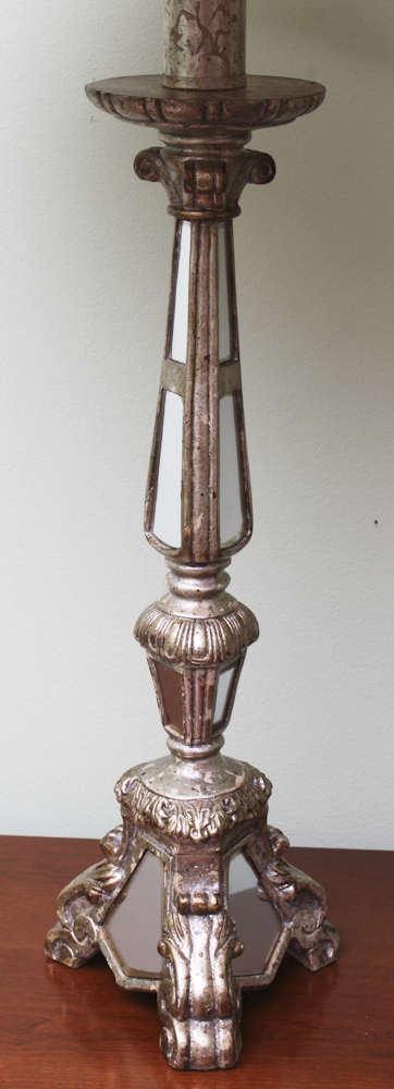 Pair of Column Style Mirrored Table Lamps