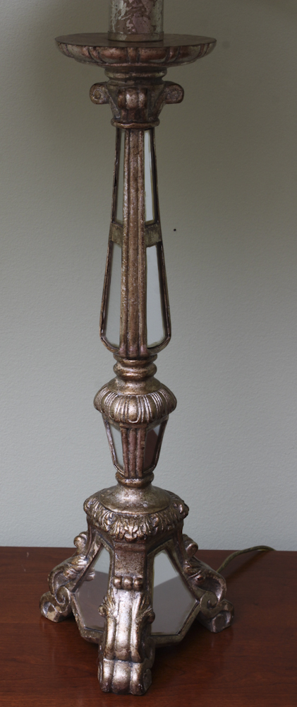 Pair of Column Style Mirrored Table Lamps