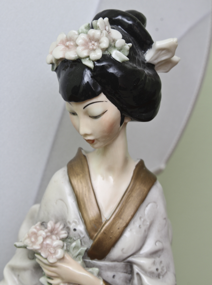 Guiseppe Armani Porcelain Japanese Woman Table Lamp