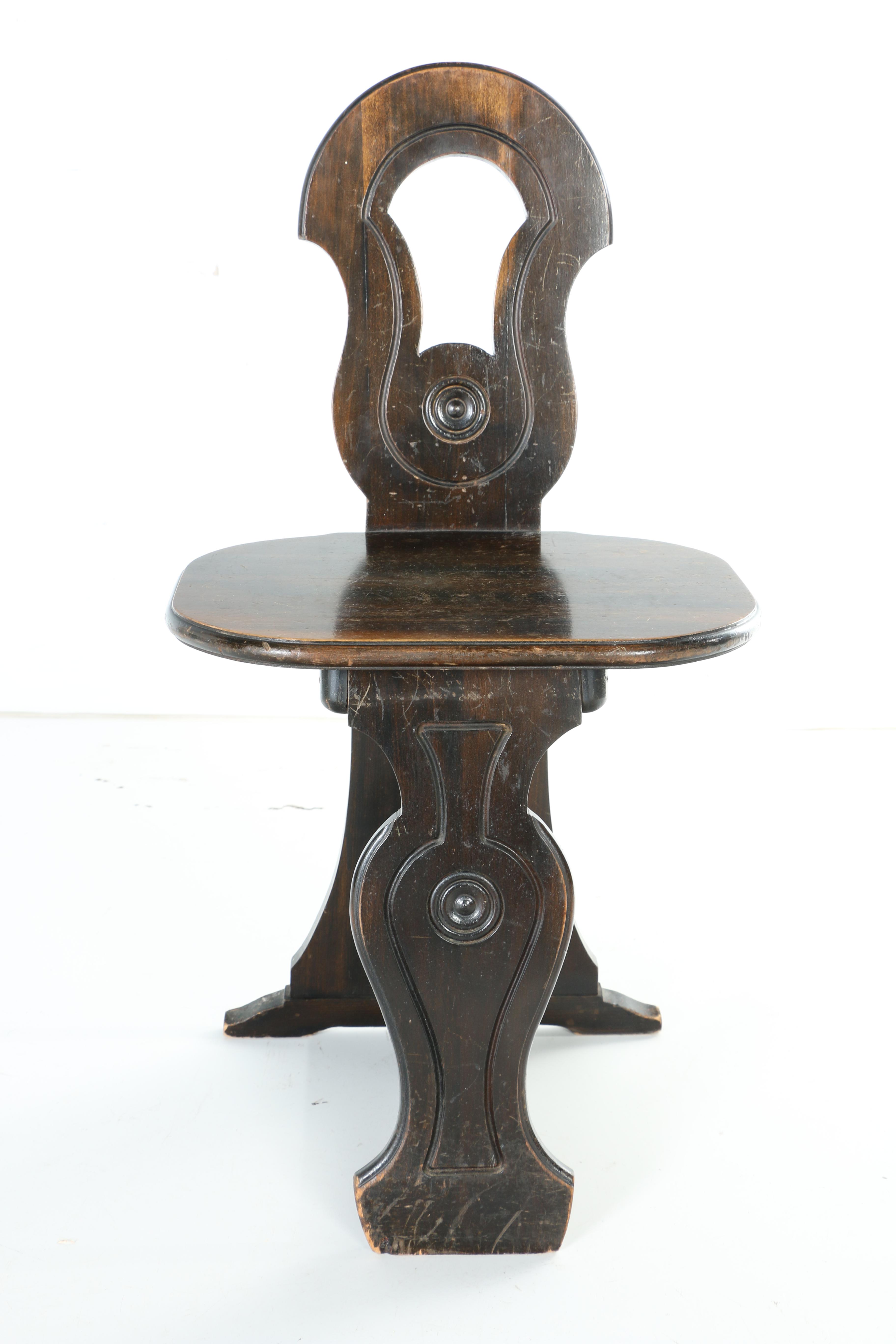 Vintage Walnut Hall Chair by Davis Birely