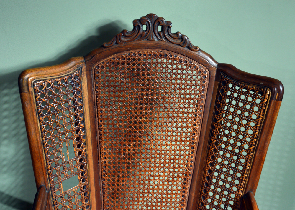 Vintage Caned Wingback Rocking Chairs