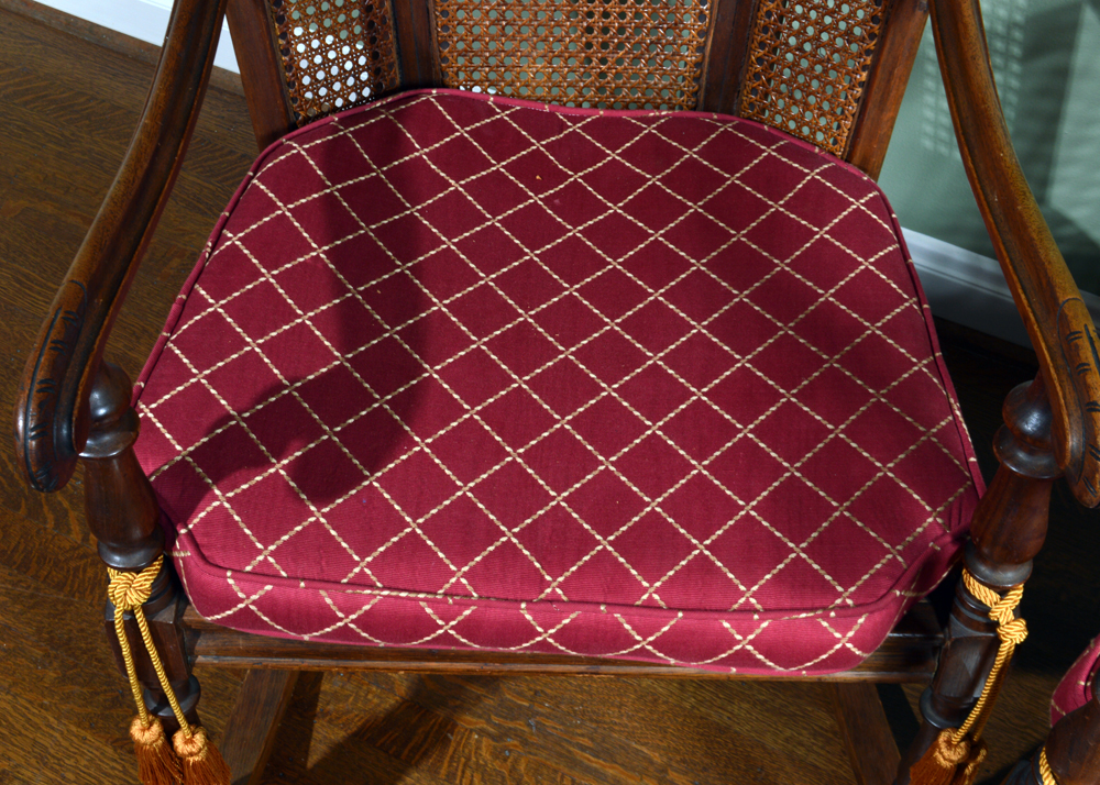 Vintage Caned Wingback Rocking Chairs