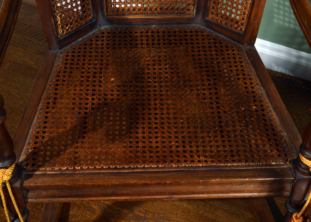 Vintage Caned Wingback Rocking Chairs