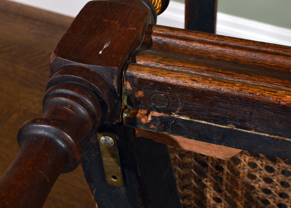 Vintage Caned Wingback Rocking Chairs