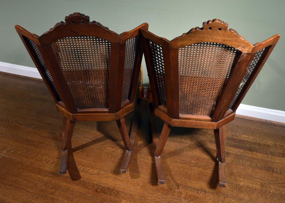 Vintage Caned Wingback Rocking Chairs