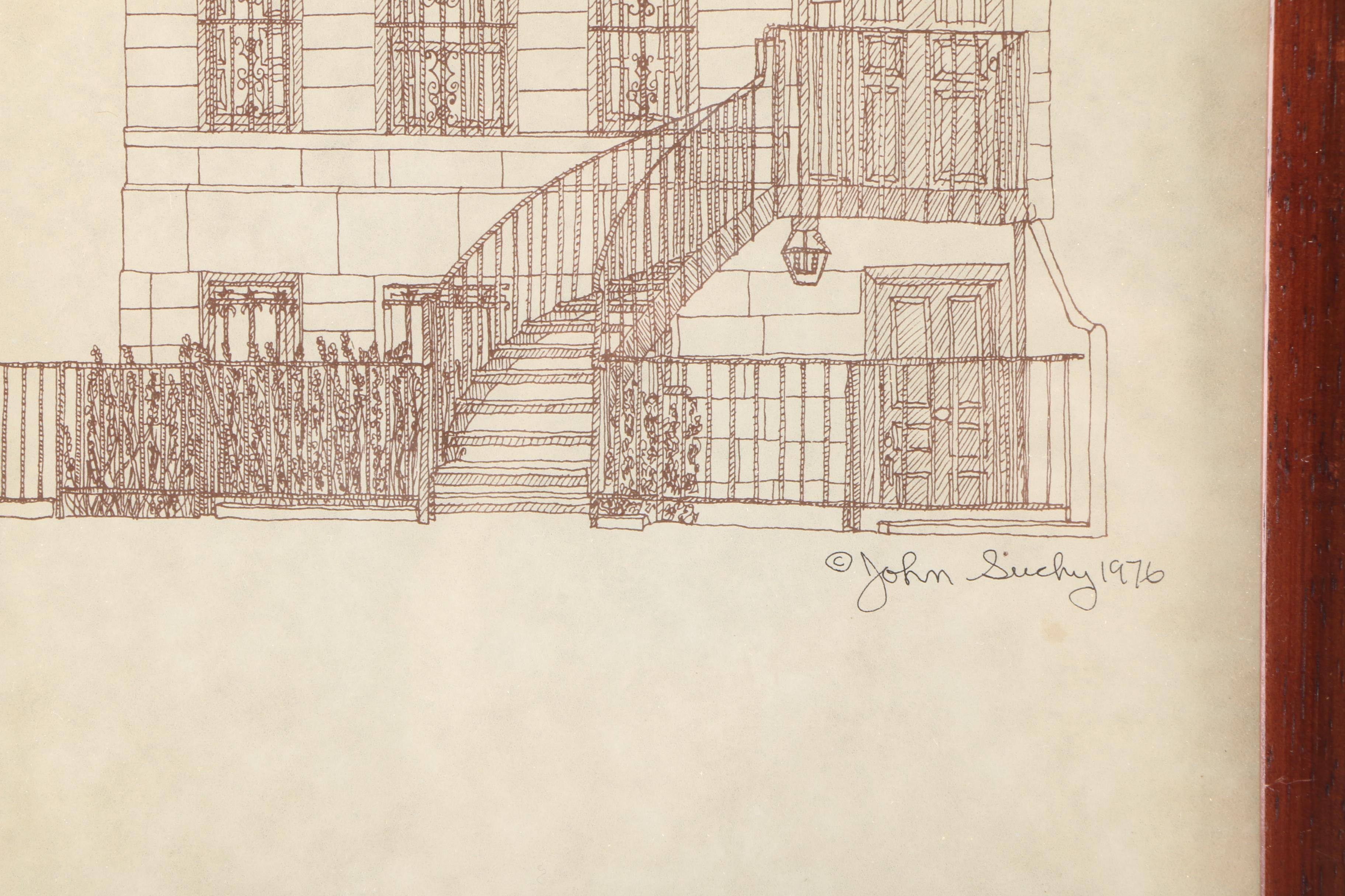 John Suchy Signed Offset Lithographs of Row Houses