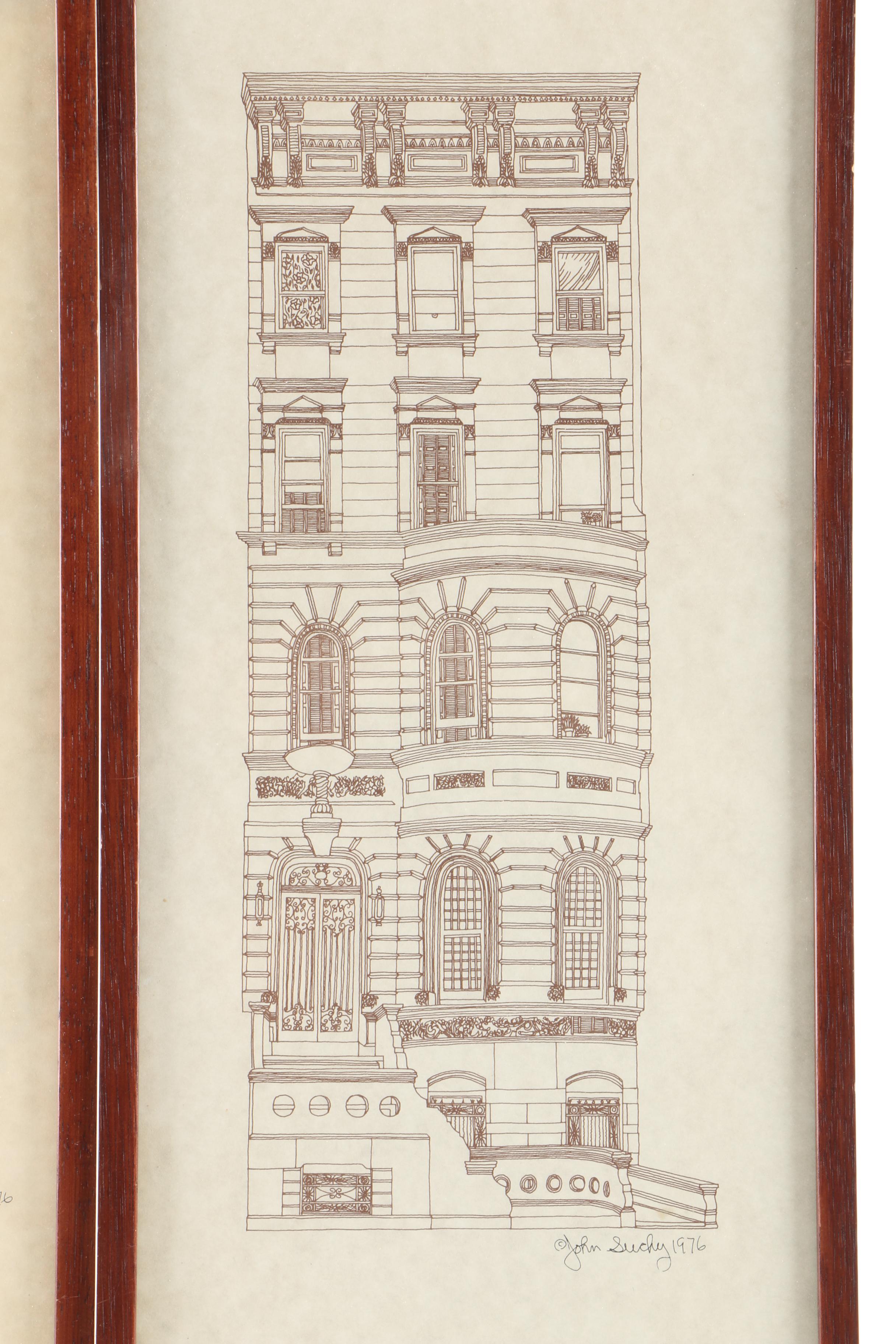 John Suchy Signed Offset Lithographs of Row Houses