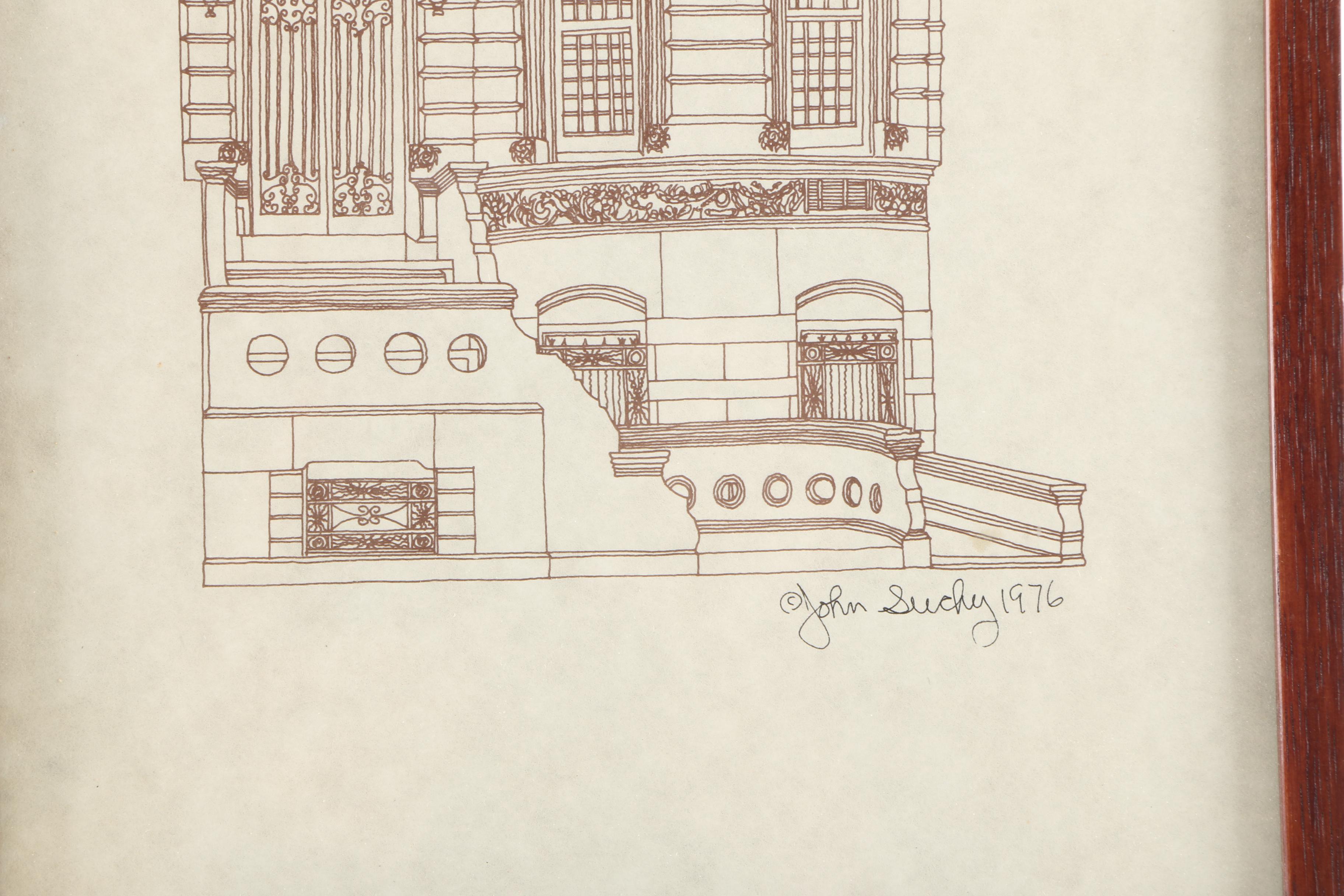 John Suchy Signed Offset Lithographs of Row Houses