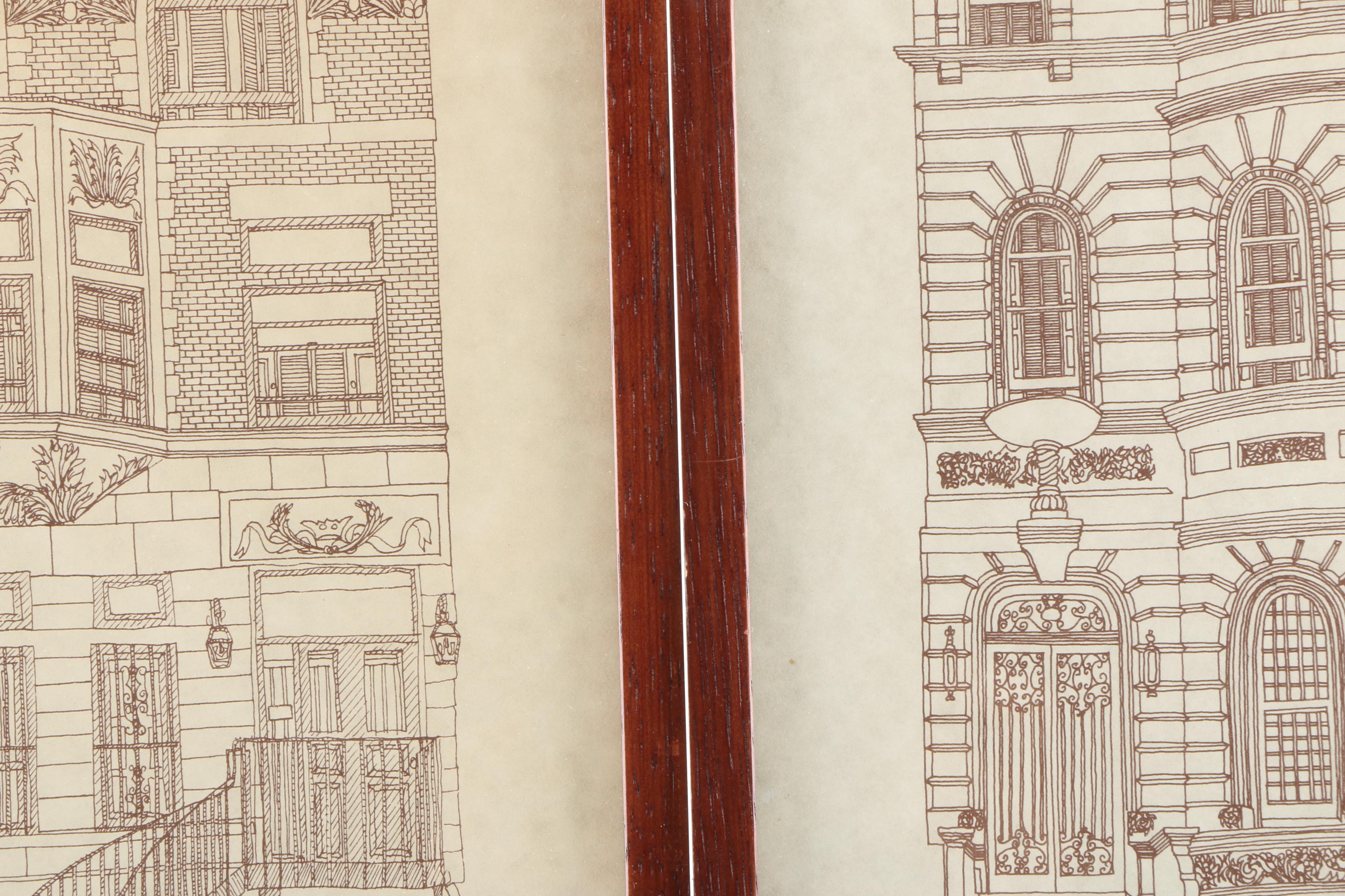 John Suchy Signed Offset Lithographs of Row Houses