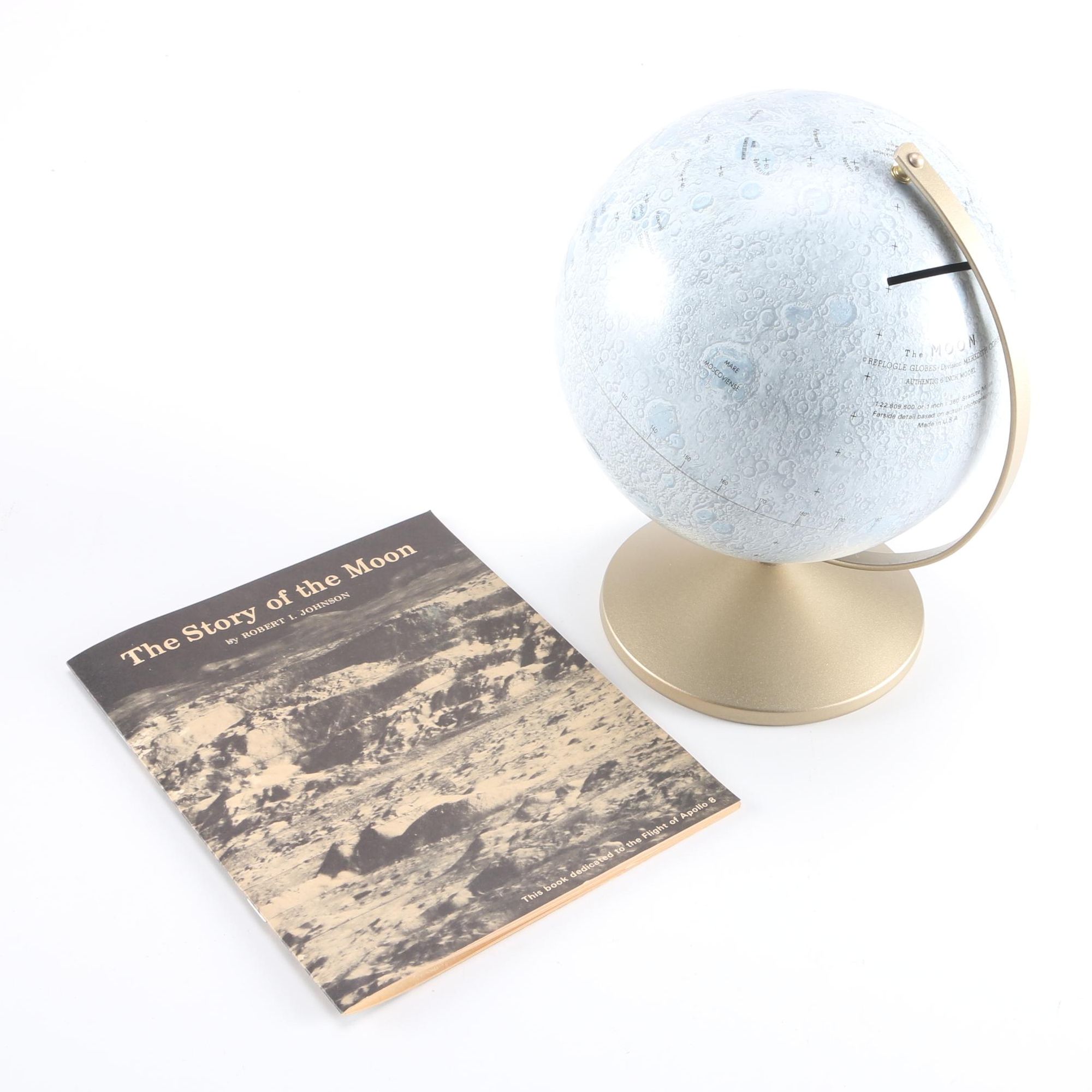 "The Moon" Globe With "The Story of the Moon" by Robert I. Johnson