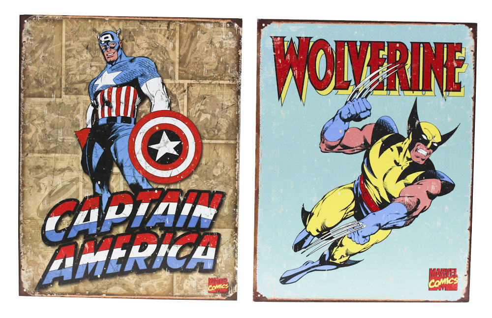 Marvel Retro-Style Collectible Tin Super Hero Signs