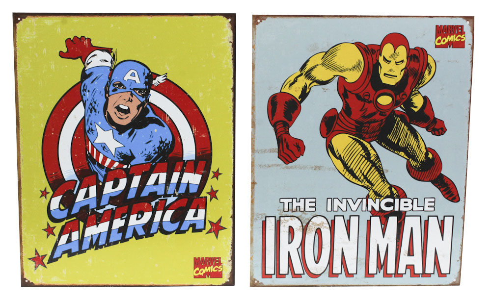 Marvel Retro-Style Collectible Tin Super Hero Signs