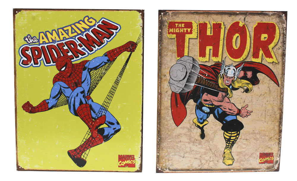 Marvel Retro-Style Collectible Tin Super Hero Signs