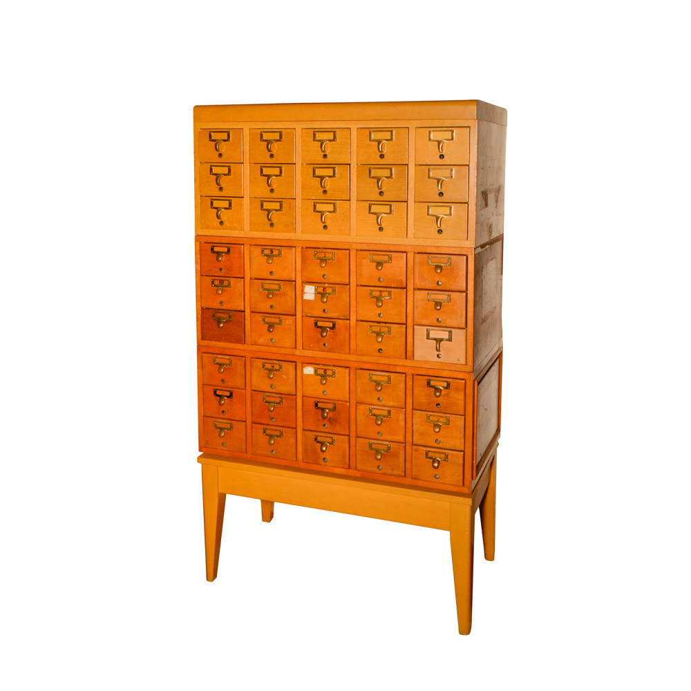 Vintage Library Card Catalog Cabinet