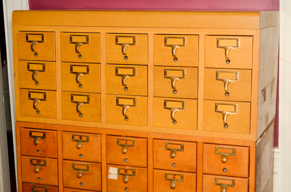 Vintage Library Card Catalog Cabinet