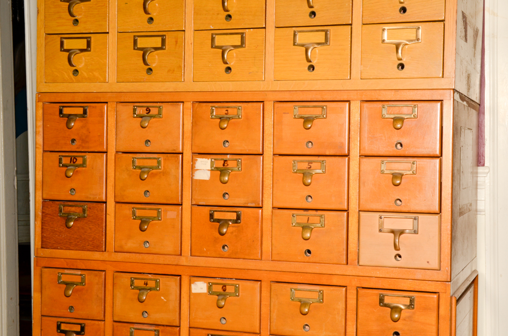 Vintage Library Card Catalog Cabinet