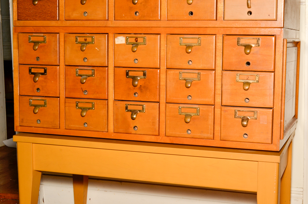 Vintage Library Card Catalog Cabinet