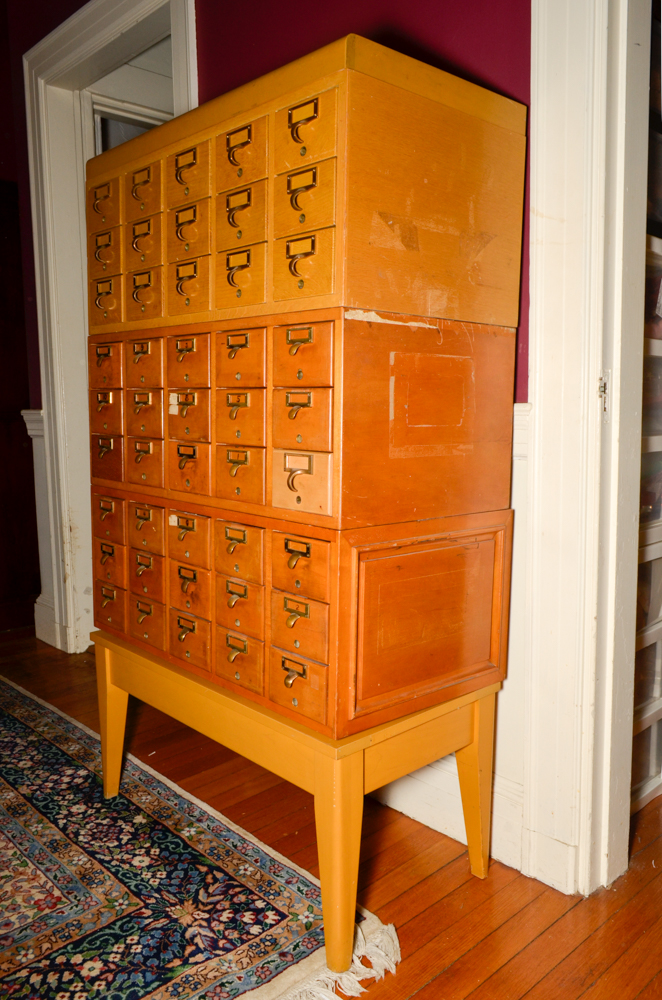 Vintage Library Card Catalog Cabinet