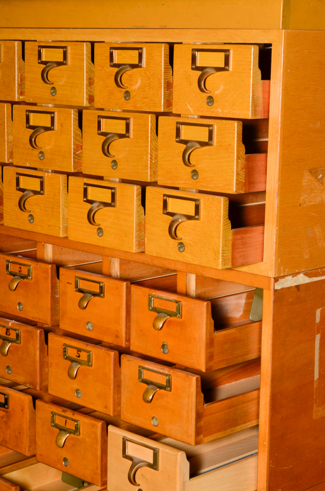 Vintage Library Card Catalog Cabinet