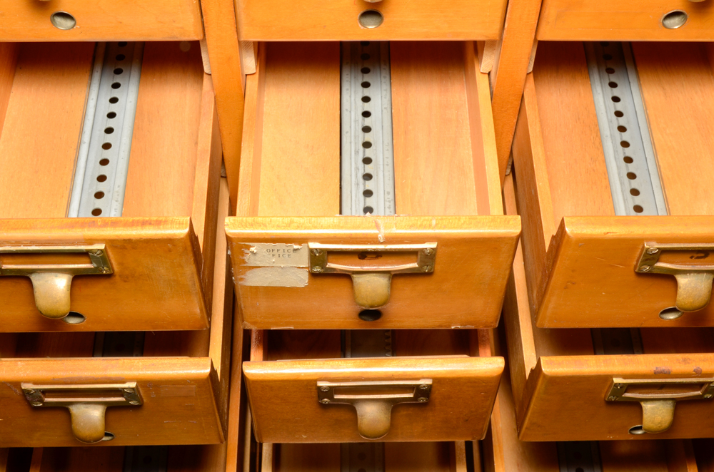 Vintage Library Card Catalog Cabinet